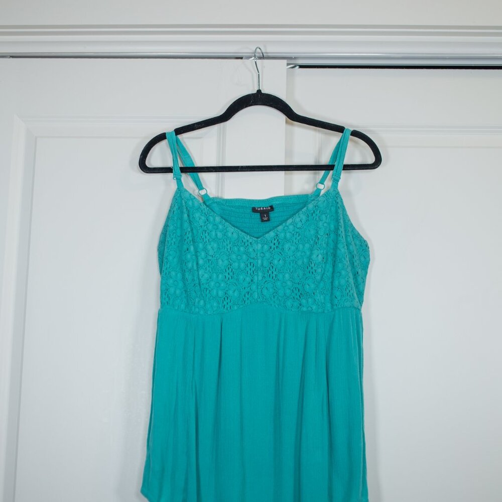 TORRID teal lace baby doll tank - Picture 3 of 4